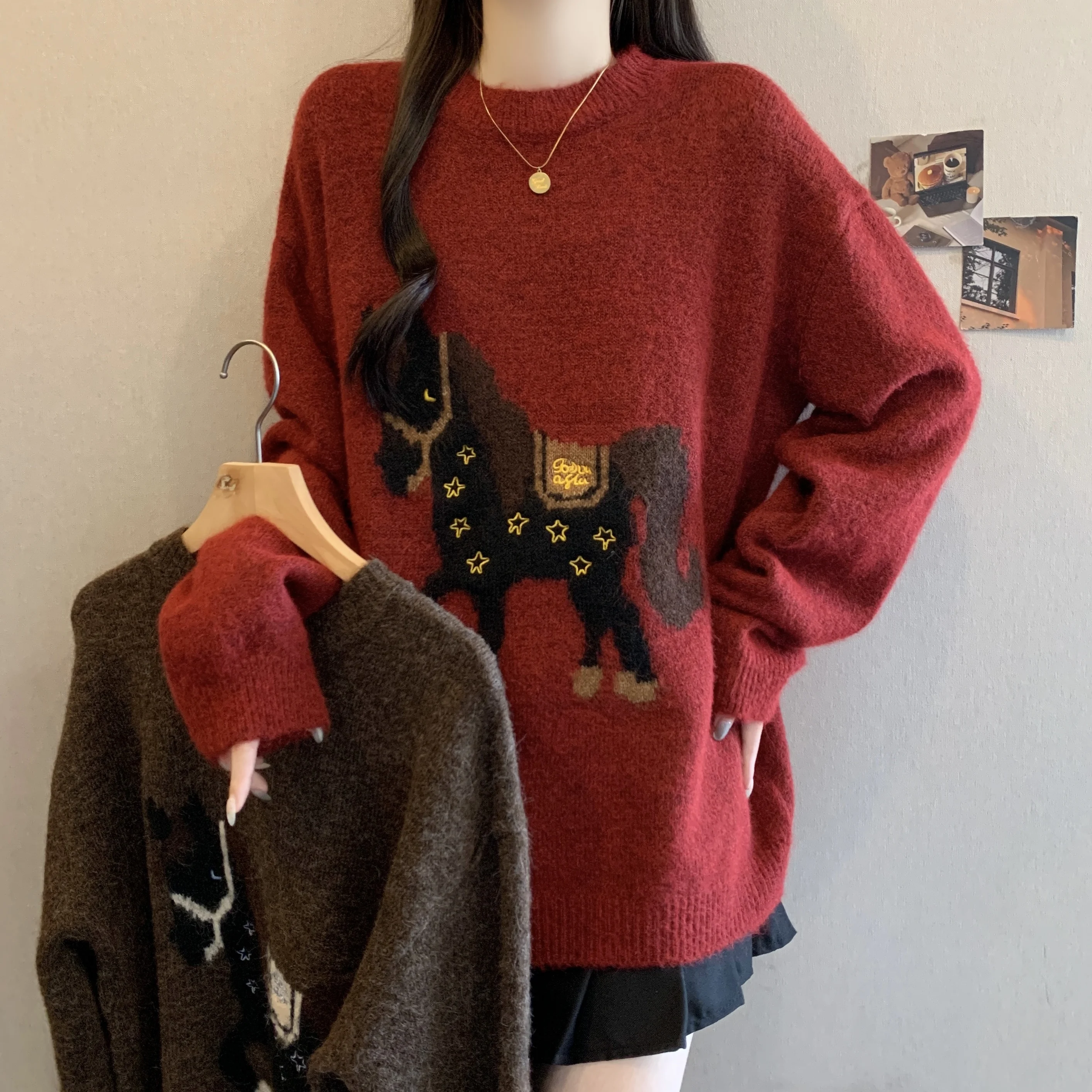 Cartoon Pattern Knitted Sweater Autumn Winter Sle New Year's Outfit plus Size Fat MM Knitted Base irt Top
Cartoon Pattern Knitted Sweater Autumn Winter Sle New Year's Outfit plus Size Fat MM Knitted Base irt Top