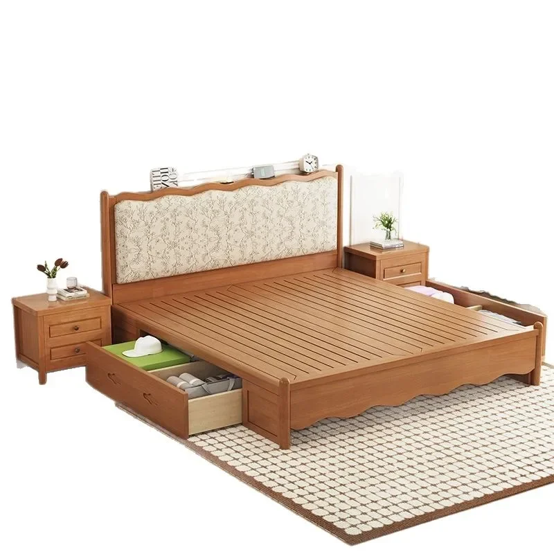 Nordic style French retro solid wood bed log color. Small apartment Mizhong ancient style. Double printed soft bag bed
Nordic style French retro solid wood bed log color. Small apartment Mizhong ancient style. Double printed soft bag bed