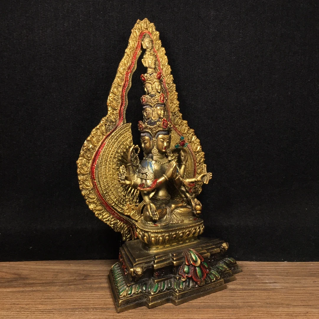 11"Tibetan Temple Collection Old Bronze Painted 1000 arm Guanyin Avalokitesvara Cundhi Bodhisattva Buddha Worship Hall
11"Tibetan Temple Collection Old Bronze Painted 1000 arm Guanyin Avalokitesvara Cundhi Bodhisattva Buddha Worship Hall