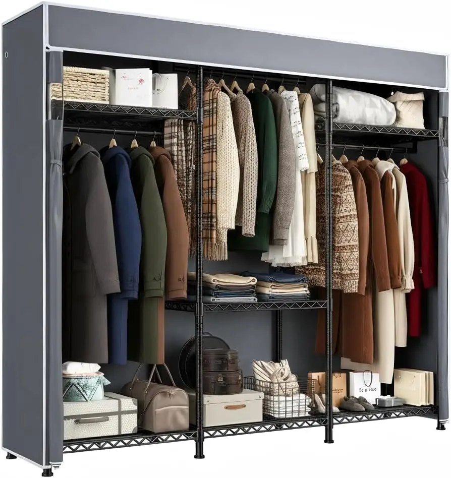 Clothes Rack with Cover, Clothing Racks for Hanging Clothes with Adjustble Shelves,Portable Closet 15.74''D x 56.02''W x 75.4
Clothes Rack with Cover, Clothing Racks for Hanging Clothes with Adjustble Shelves,Portable Closet 15.74''D x 56.02''W x 75.4