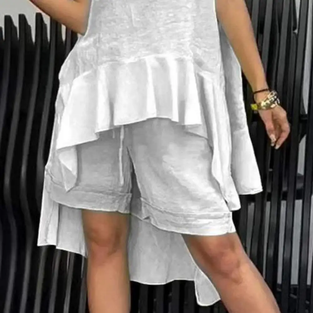 Women's Cotton Linen Two Piece Set Summer Casual Outfit Irregular Ruffle Hem Sleeveless Top Drawstring Shorts Set
Women's Cotton Linen Two Piece Set Summer Casual Outfit Irregular Ruffle Hem Sleeveless Top Drawstring Shorts Set