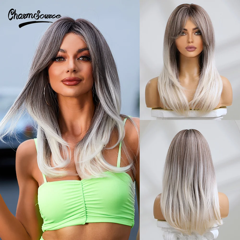 CharmSource Synthetic Wigs Long Straight Gray Ombre White Hair Wig for Women Daily Party High Density
CharmSource Synthetic Wigs Long Straight Gray Ombre White Hair Wig for Women Daily Party High Density