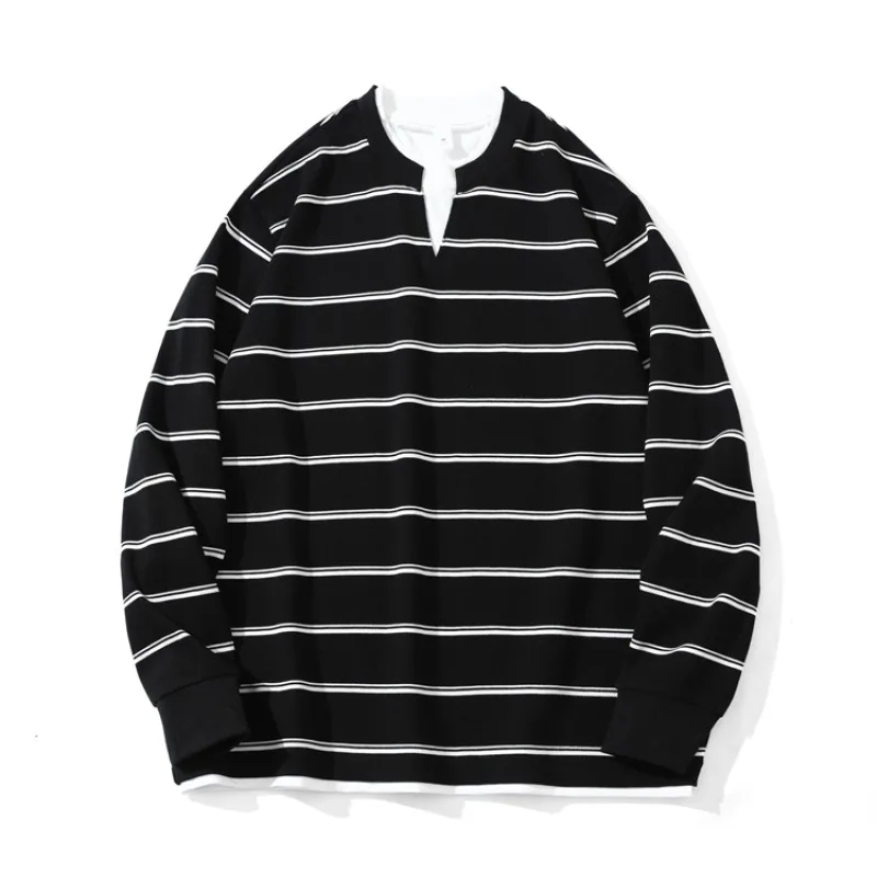 Spring Autumn 280g Embroidered Cotton Striped Sweatirt Loose Casual Long Sve Base irt for Men And Women Simple Design
Spring Autumn 280g Embroidered Cotton Striped Sweatirt Loose Casual Long Sve Base irt for Men And Women Simple Design