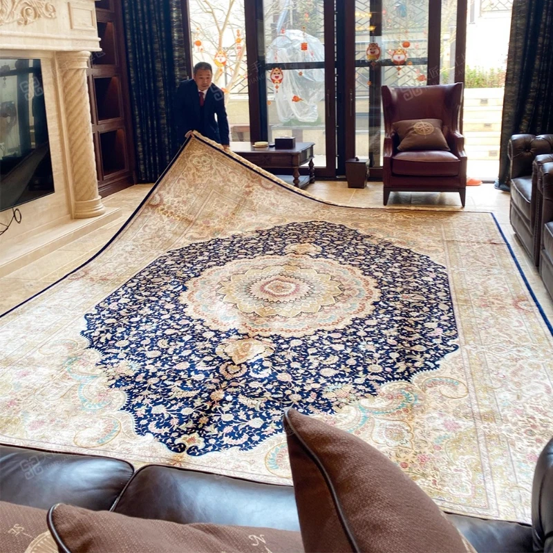 Handmade silk carpet Persian French American European living room bedroom high-end villa
Handmade silk carpet Persian French American European living room bedroom high-end villa