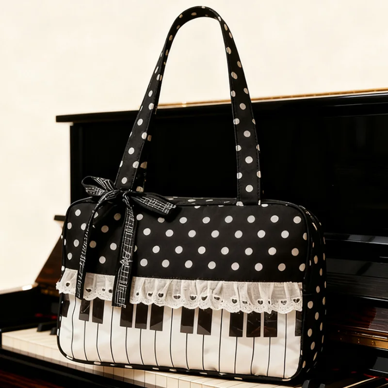 Женская сумка с фортепианной нотой и кружевной отделкой, украшение с бантом, милая ретро-сумка в горошек, простая элегантная сумка на плечо большой вместительности
Женская сумка с фортепианной нотой и кружевной отделкой, украшение с бантом, милая ретро-сумка в горошек, простая элегантная сумка на плечо большой вместительности