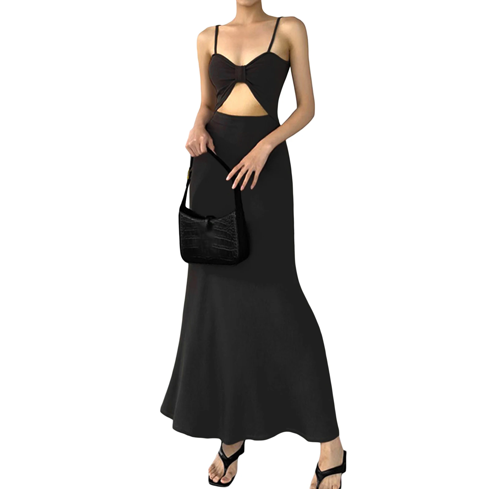 Women's Sling Bodycon Long A-Line Dress Summer Spaghetti Straps Hollowed Solid Color Swing Dress for Party
Women's Sling Bodycon Long A-Line Dress Summer Spaghetti Straps Hollowed Solid Color Swing Dress for Party