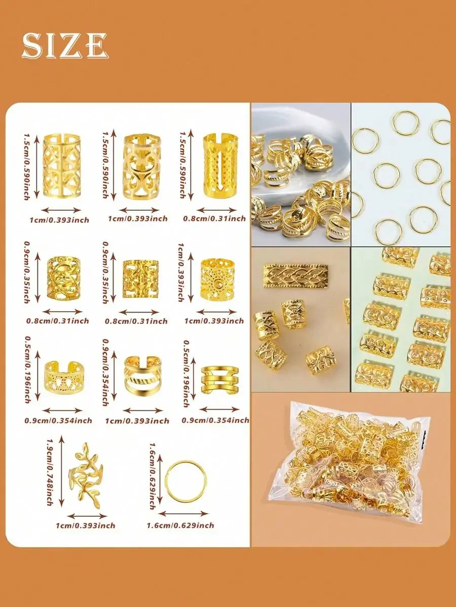 220pcs Metal Hair Rings And Beads For Women Bohemian Braided Hair Decorations
220pcs Metal Hair Rings And Beads For Women Bohemian Braided Hair Decorations