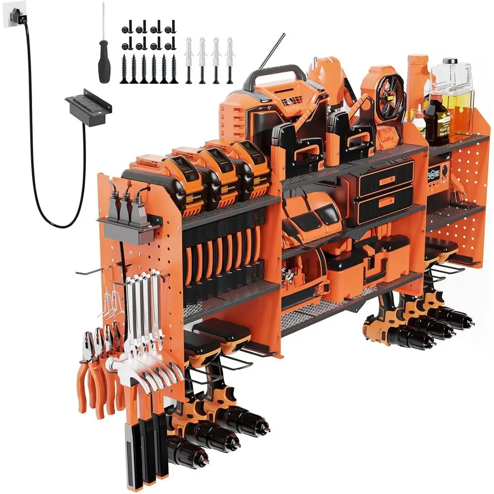 45 Large Power Tool Organizer Wall Mount with 3 Layer Storage Racks, 8 Cordless Drill Holder, 4 Hooks, Heavy Duty Garage Tool Or
45 Large Power Tool Organizer Wall Mount with 3 Layer Storage Racks, 8 Cordless Drill Holder, 4 Hooks, Heavy Duty Garage Tool Or