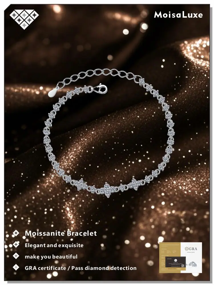 MoisaLuxe Moissanite Bracelet 925 Sterling Silver Glamorous Gorgeous Female Jewelry Women Wedding Gift GRA
MoisaLuxe Moissanite Bracelet 925 Sterling Silver Glamorous Gorgeous Female Jewelry Women Wedding Gift GRA