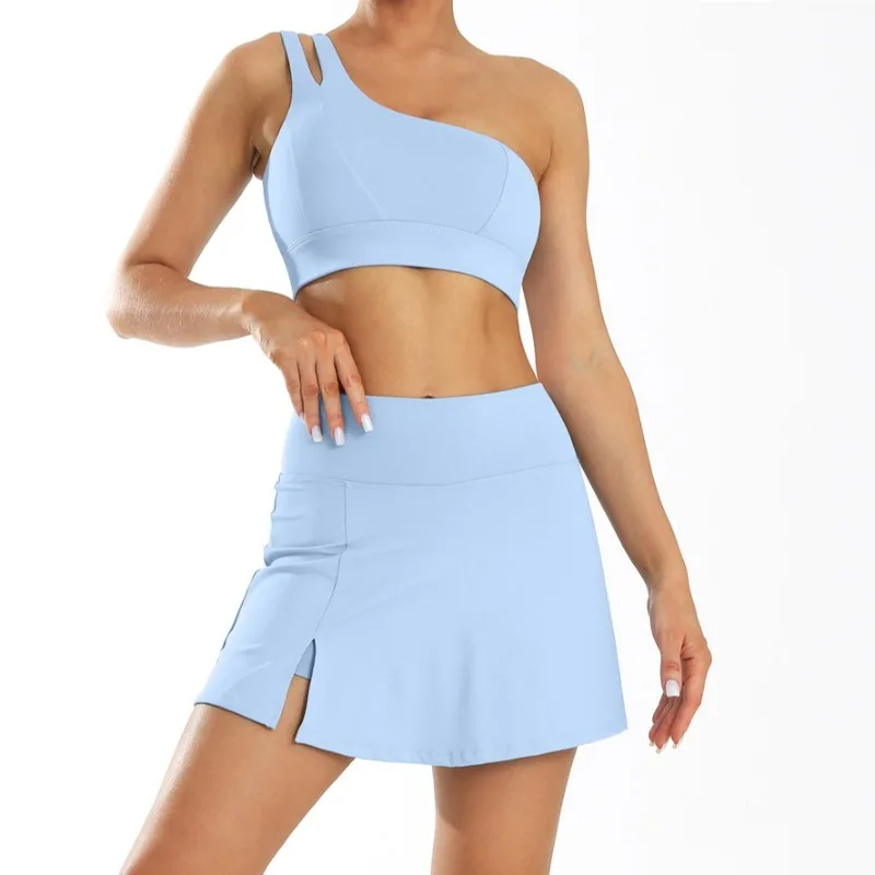 Women's Seamless Yoga Set Single Shoulder Beauty Back Sports Bra Quick-Dry Tennis Skirt Gym Fitness Outdoor Running Athletic Set
Women's Seamless Yoga Set Single Shoulder Beauty Back Sports Bra Quick-Dry Tennis Skirt Gym Fitness Outdoor Running Athletic Set