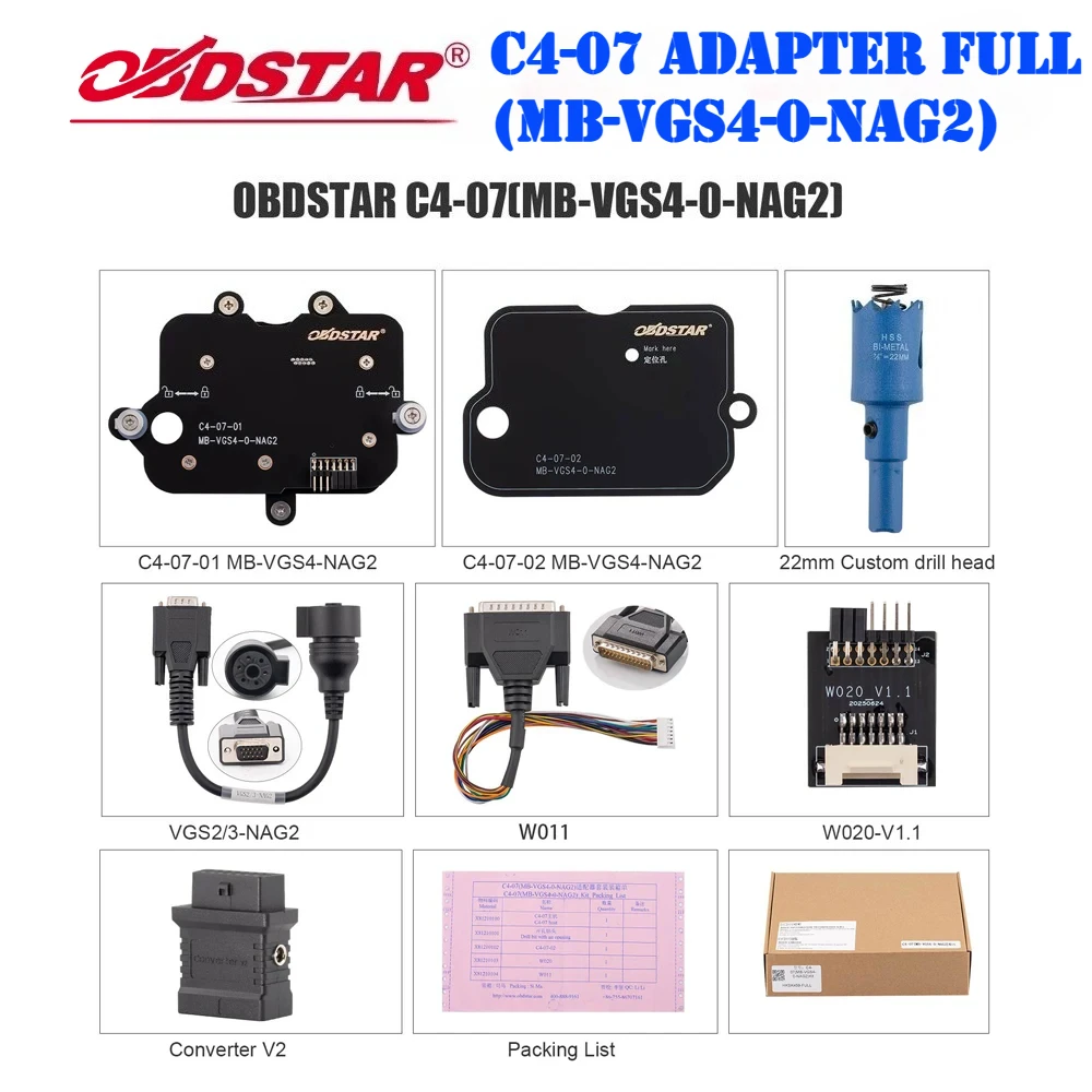 OBDSTAR C4-07 (MB-VGS4-0-NAG2) Комплект адаптеров с полной конфигурацией TCM-012 Преобразователь V2 Адаптер для OBDSTAR X300 Classic G3 / DC706
OBDSTAR C4-07 (MB-VGS4-0-NAG2) Комплект адаптеров с полной конфигурацией TCM-012 Преобразователь V2 Адаптер для OBDSTAR X300 Classic G3 / DC706