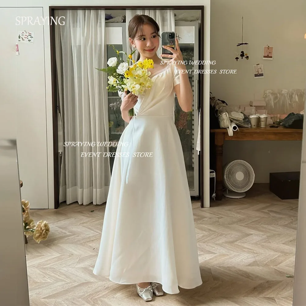 SPRAYING Simple Satin Wedding Dress Korea Photo Shoot V Neck Short Sleeve Bridal Gowns Floor Length Corset 웨딩드레스 Customized 2025
SPRAYING Simple Satin Wedding Dress Korea Photo Shoot V Neck Short Sleeve Bridal Gowns Floor Length Corset 웨딩드레스 Customized 2025