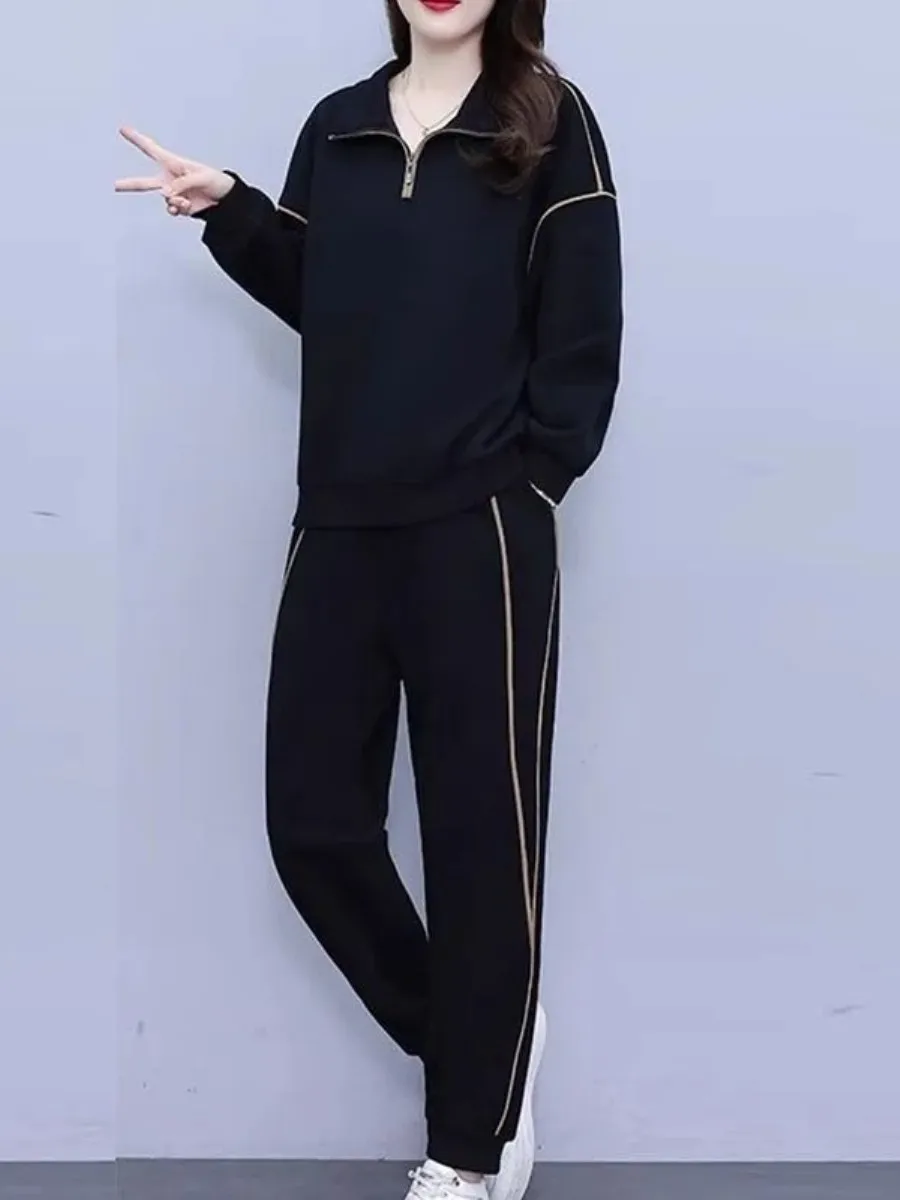 plus Size Casual Sportswear Set Women's Fashionable Slimming Sweatshirt Long Pants Two-Piece Set Autumn New Style plus Size
plus Size Casual Sportswear Set Women's Fashionable Slimming Sweatshirt Long Pants Two-Piece Set Autumn New Style plus Size