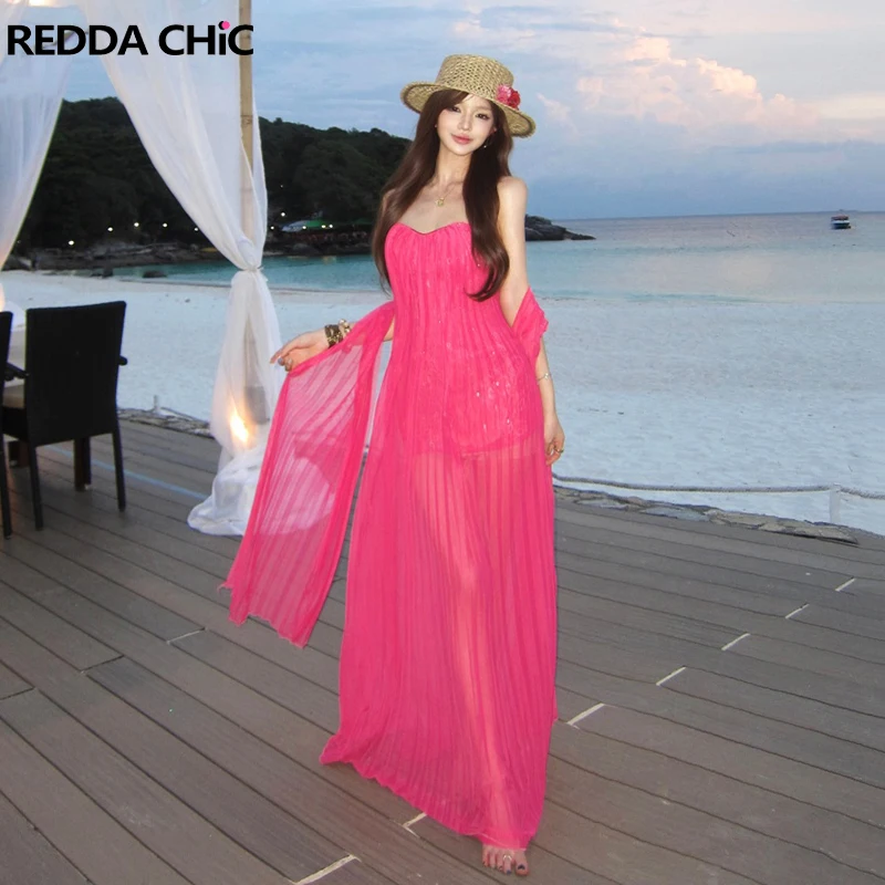 ReddaChic Sequin Strapless Tube Dress Sweetheart Shirred Patchwork Chiffon Maxi Long Dress Sparkly Party Cocktail Women Clothes
ReddaChic Sequin Strapless Tube Dress Sweetheart Shirred Patchwork Chiffon Maxi Long Dress Sparkly Party Cocktail Women Clothes