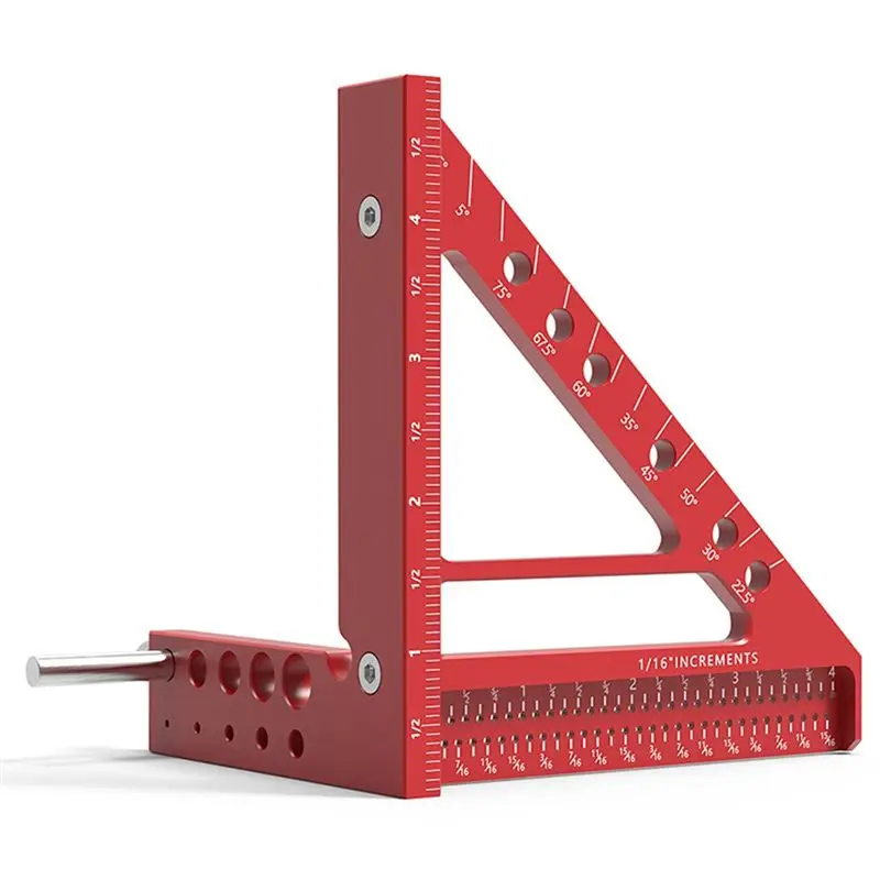 A60Z5-Inch Triangular Hole Ruler Aluminum Alloy Marking Ruler Square Building Frame Tools Woodworking Measuring Rulermay