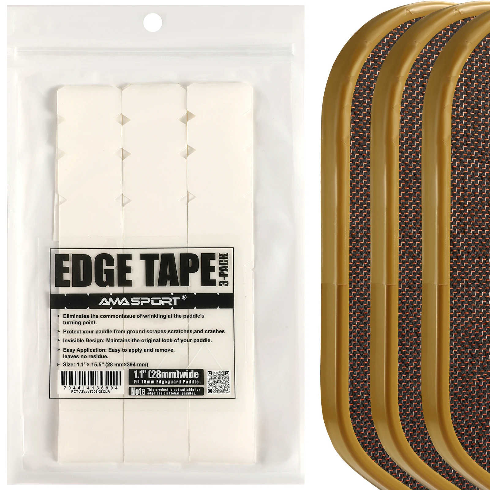 AMASPORT 25mm/28mm Pickleball Racket Protective Tape for Pickleball Rackets - Clear - Pickleball Racket Edge Tape
AMASPORT 25mm/28mm Pickleball Racket Protective Tape for Pickleball Rackets - Clear - Pickleball Racket Edge Tape