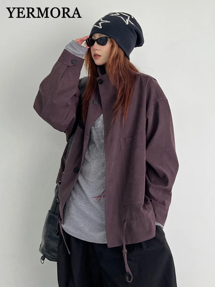 YERMORA куртка на молнии и пуговицах с завязками на подоле для женщин, свободное новое пальто с лацканами и длинными рукавами, модное пальто, весна-осень 2025
YERMORA куртка на молнии и пуговицах с завязками на подоле для женщин, свободное новое пальто с лацканами и длинными рукавами, модное пальто, весна-осень 2025