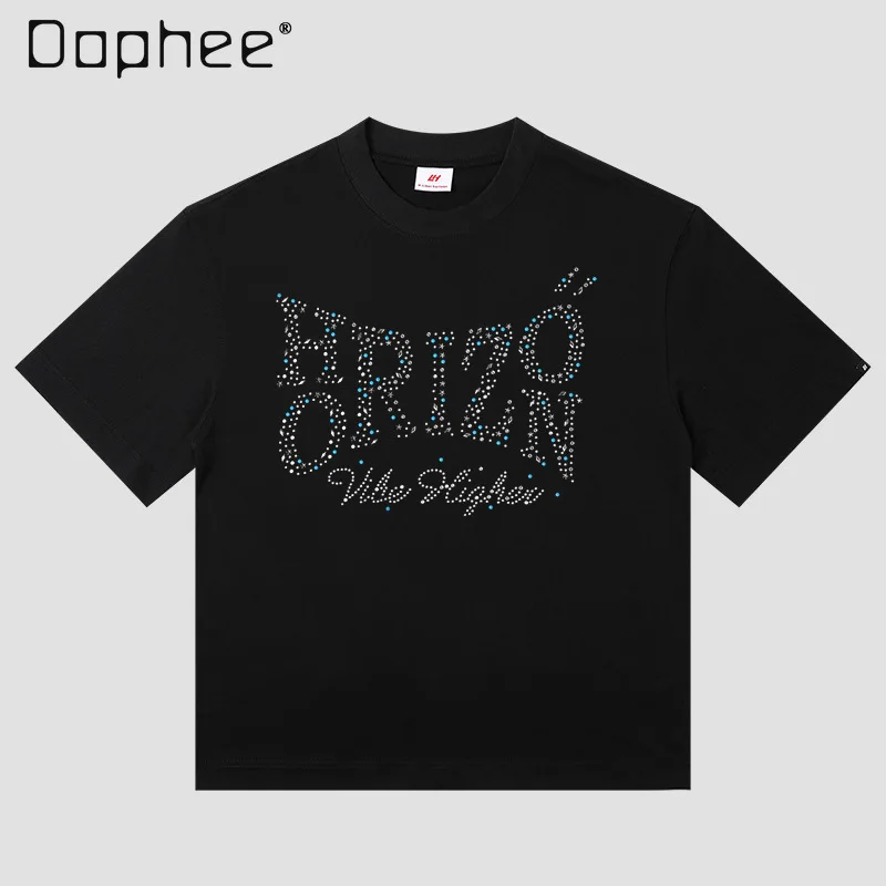 2026 Summer Men Black Round Neck Tee White Gray Rose Red Rhinestone Letter Pattern Loose Casual Street Short Sleeve T-Shirt
2026 Summer Men Black Round Neck Tee White Gray Rose Red Rhinestone Letter Pattern Loose Casual Street Short Sleeve T-Shirt