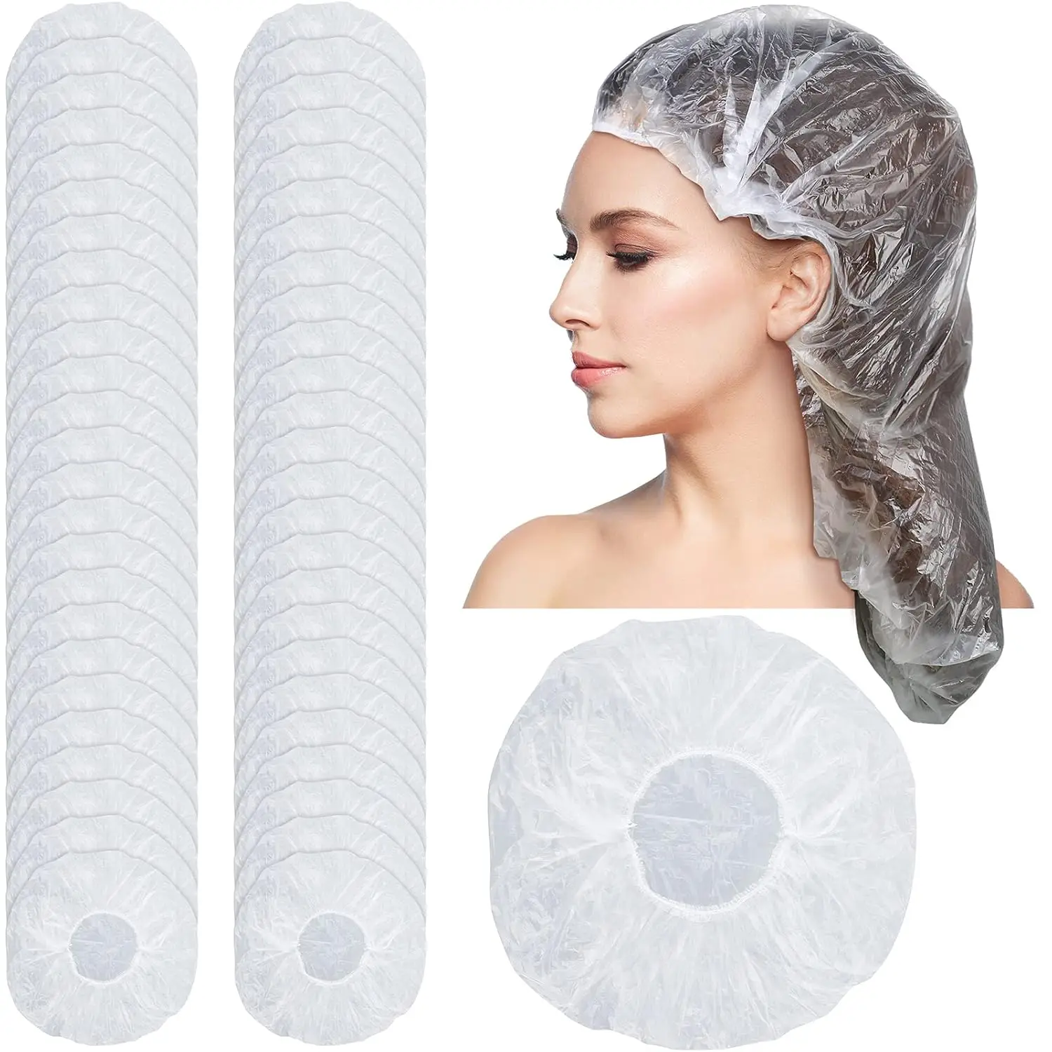 50 Pcs Disposable Shower Caps Plastic Clear Large Lengthen Elastic Waterproof Bath Caps for Women
50 Pcs Disposable Shower Caps Plastic Clear Large Lengthen Elastic Waterproof Bath Caps for Women