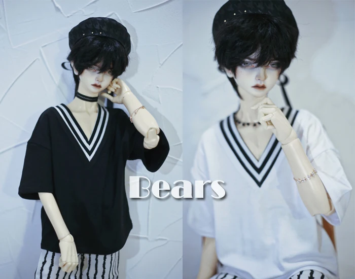 BJD Doll Clothes Black White Striped V-neck Short Sleeved T-shirt For 1/3 1/4 BJD SD DD MSD MDD SD13 SD17 POPO68 SSDF ID75 Doll
BJD Doll Clothes Black White Striped V-neck Short Sleeved T-shirt For 1/3 1/4 BJD SD DD MSD MDD SD13 SD17 POPO68 SSDF ID75 Doll