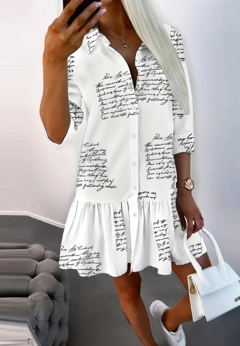 Women's Fashion Printed Button-Up Shirt Dress Female Casual Clothes Long Sleeve Elegant Loose Dresses Temperament Commuter
Women's Fashion Printed Button-Up Shirt Dress Female Casual Clothes Long Sleeve Elegant Loose Dresses Temperament Commuter
