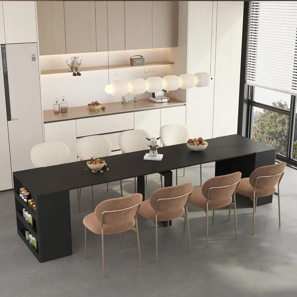 Expandable Wooden Dining Table for 1-12, Multi-Function Kitchen & Living Room Furniture, Black
Expandable Wooden Dining Table for 1-12, Multi-Function Kitchen & Living Room Furniture, Black