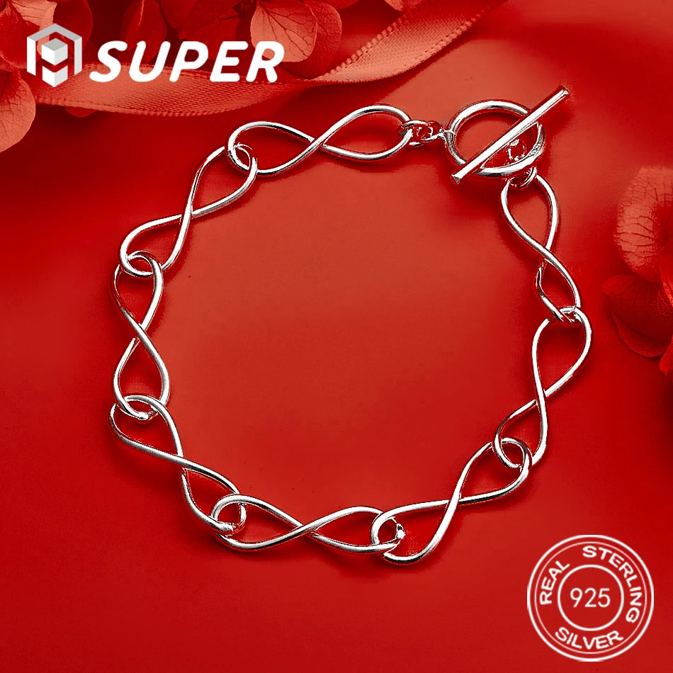 ALISuper 925 Sterling Silver 8 Inch Delicate 8 Bracelet Jewelry Wedding Accessories Fashion Gift
ALISuper 925 Sterling Silver 8 Inch Delicate 8 Bracelet Jewelry Wedding Accessories Fashion Gift