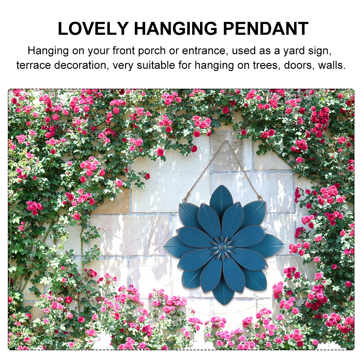 Metal Wall Decor Hanging Sculpture Blue Artificial Flower Decoration for Home Bedroom Living Room Garden Yard
Metal Wall Decor Hanging Sculpture Blue Artificial Flower Decoration for Home Bedroom Living Room Garden Yard
