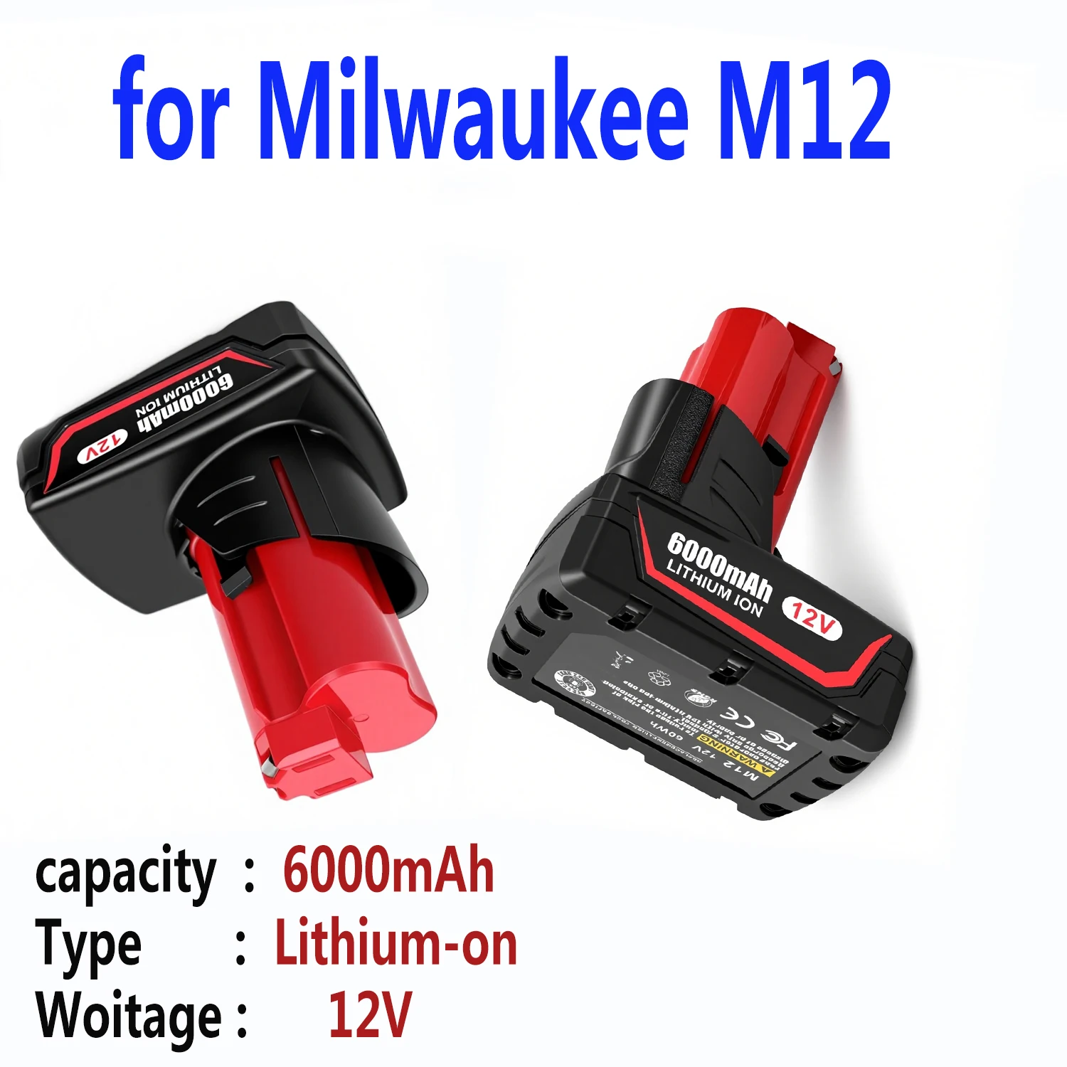 Аккумулятор Li-ion 12В 6Ач, совместимый с беспроводными электроинструментами Milwaukee 12В, перезаряжаемый
Аккумулятор Li-ion 12В 6Ач, совместимый с беспроводными электроинструментами Milwaukee 12В, перезаряжаемый