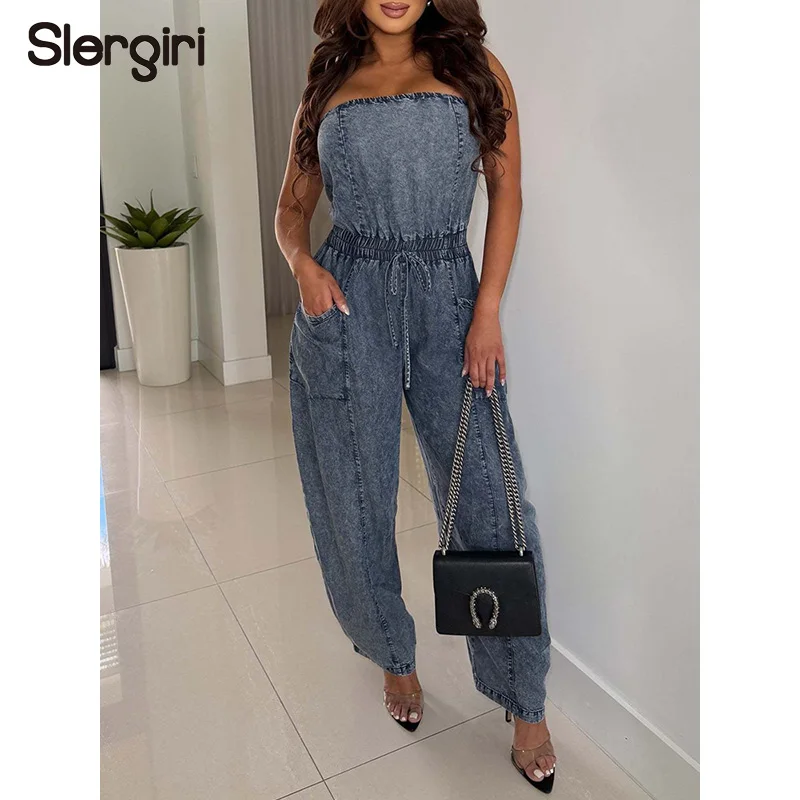 Slergiri Street Sexy Denim Strapless Jumpsuit Women Fashion New 2026 Summer Drawstring Elastic Waist Straight Leg Jumpsuits
Slergiri Street Sexy Denim Strapless Jumpsuit Women Fashion New 2026 Summer Drawstring Elastic Waist Straight Leg Jumpsuits