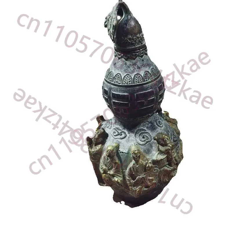 Бронзовая кувшинка-горлянка с позолоченной рельефной резьбой «Восемь бессмертных», винтажный декоративный предмет для хранения
Бронзовая кувшинка-горлянка с позолоченной рельефной резьбой «Восемь бессмертных», винтажный декоративный предмет для хранения