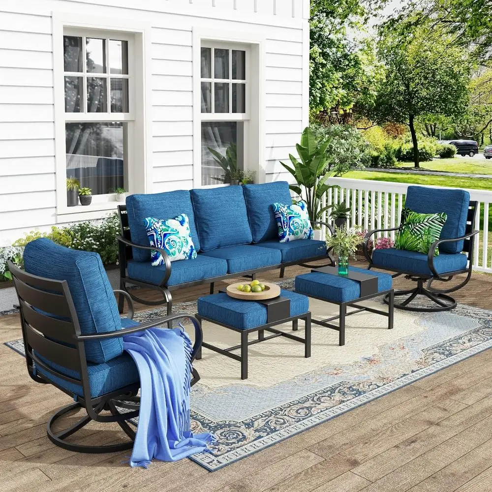 5 Pieces Patio Contion Sets,Outdoor Metal urniture Soas with 1 x 3-Seat Soa, 2 x Swivel Chairs,2 x Ottoman,Wrought Iron e with P
5 Pieces Patio Contion Sets,Outdoor Metal urniture Soas with 1 x 3-Seat Soa, 2 x Swivel Chairs,2 x Ottoman,Wrought Iron e with P