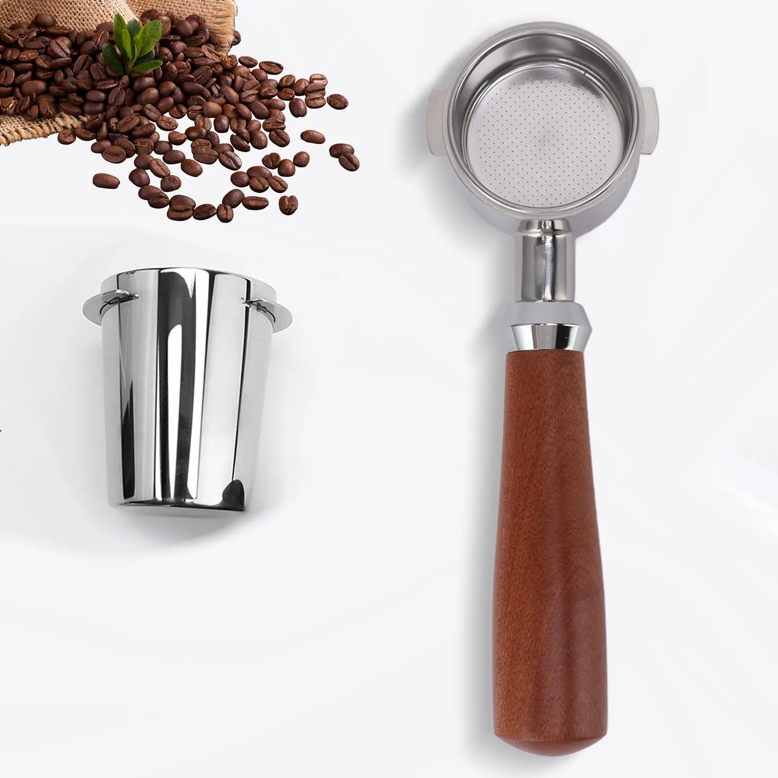 51mm Bottomless Portafilter 2 Ears Stainless Steel Basket and Redwood Handle for Coffee Maker Coffee Maker Handle Accessories
51mm Bottomless Portafilter 2 Ears Stainless Steel Basket and Redwood Handle for Coffee Maker Coffee Maker Handle Accessories