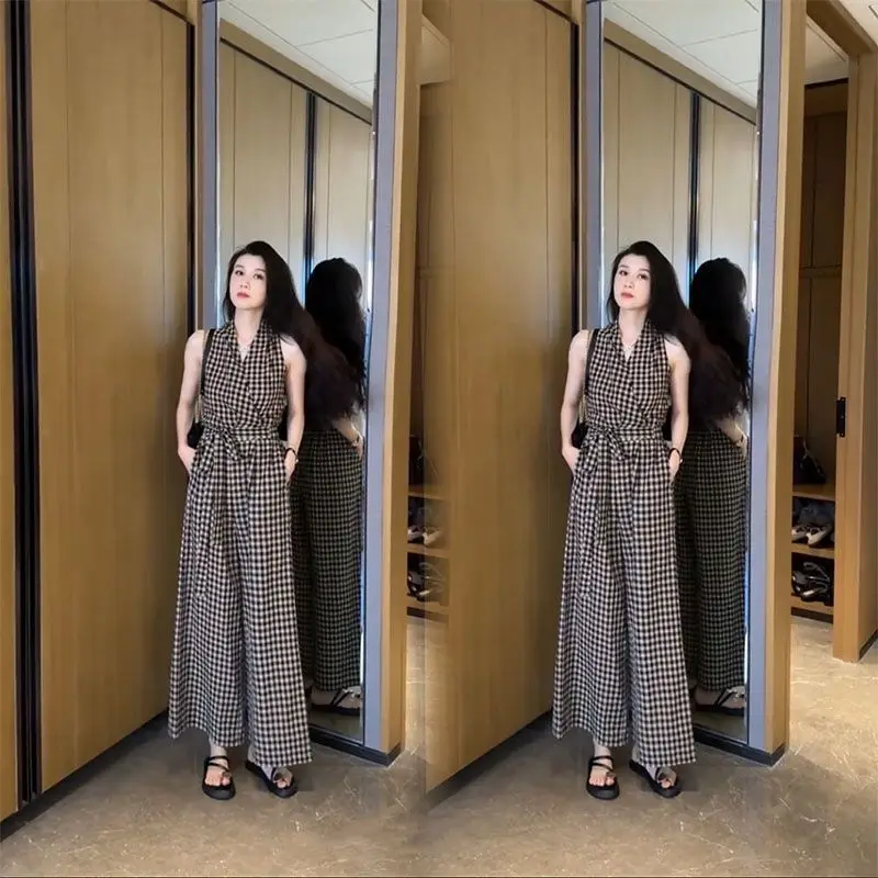 Faionable High-End Plaid irt And Wide Leg Pants Set for Women Casual Knot Two-Piece Suit Vintage Summer Outfit
Faionable High-End Plaid irt And Wide Leg Pants Set for Women Casual Knot Two-Piece Suit Vintage Summer Outfit