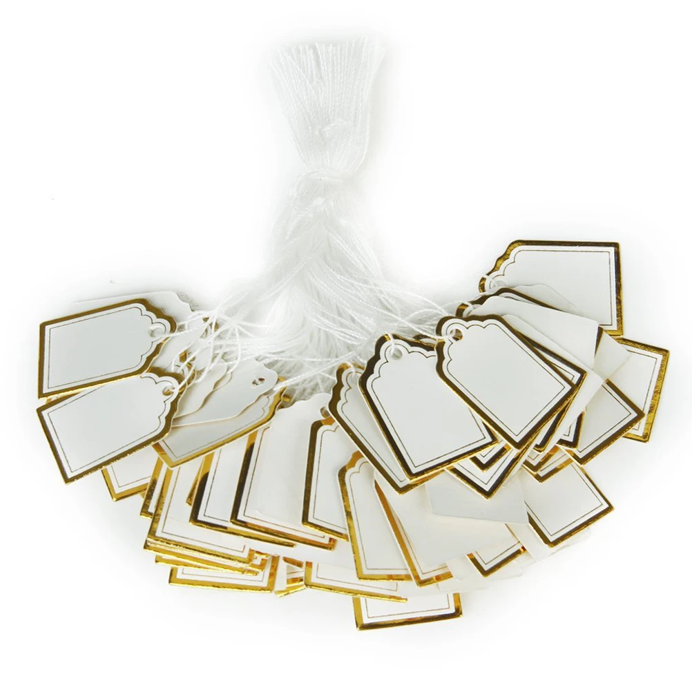 500pcs Paperboard Jewelry Price Tags 24x18x08mm Golden White Rectangular Gold Blocking String Binding Watch Earrings Bracelet
500pcs Paperboard Jewelry Price Tags 24x18x08mm Golden White Rectangular Gold Blocking String Binding Watch Earrings Bracelet