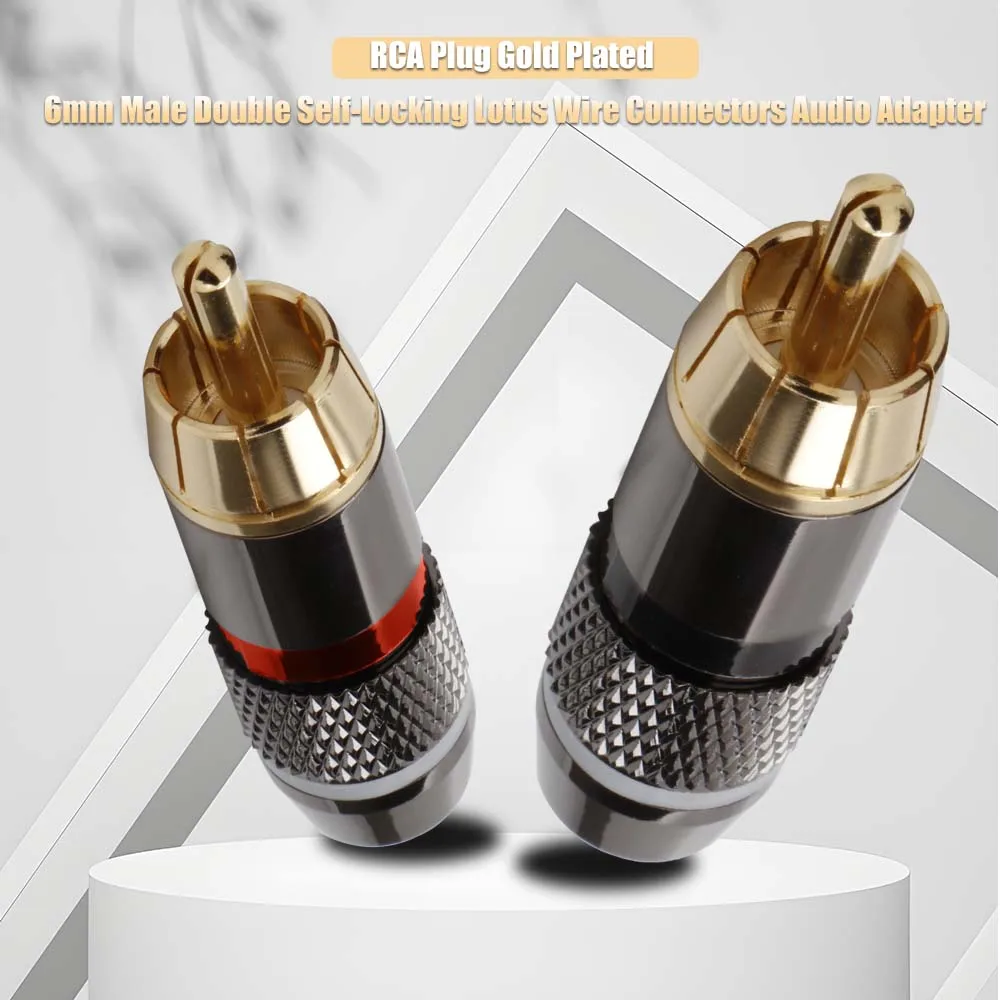Hifi 4Pcs RCA Plug Gold Plated 6mm Male Double Self-Locking Lotus Wire Connectors Audio Adapter,6mm RCA Plug
Hifi 4Pcs RCA Plug Gold Plated 6mm Male Double Self-Locking Lotus Wire Connectors Audio Adapter,6mm RCA Plug