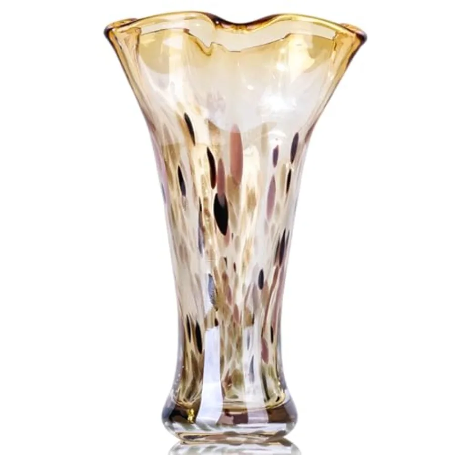 9.8" Tall Hand Blown Glass Vases for Home Decor, Modern Wide Mouth Ruffle Flower Vase Table Centerpieces, Colored Coastal Sea G
9.8" Tall Hand Blown Glass Vases for Home Decor, Modern Wide Mouth Ruffle Flower Vase Table Centerpieces, Colored Coastal Sea G
