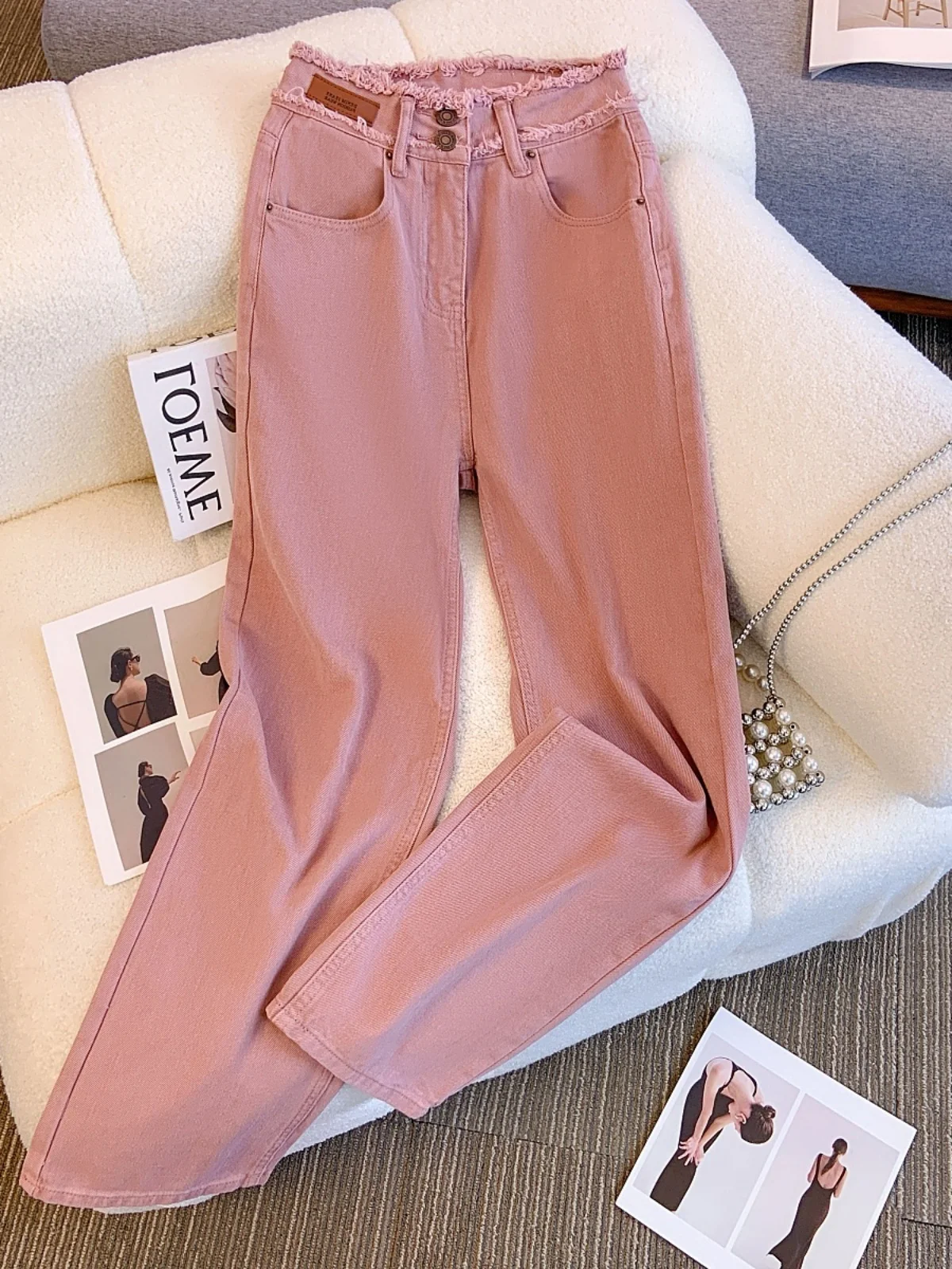 High Waist Straight Leg Jeans Women's Spring Fashion Dirty Pink Long Pants Wear Resistant Zipper Closure High Quality Denim
High Waist Straight Leg Jeans Women's Spring Fashion Dirty Pink Long Pants Wear Resistant Zipper Closure High Quality Denim