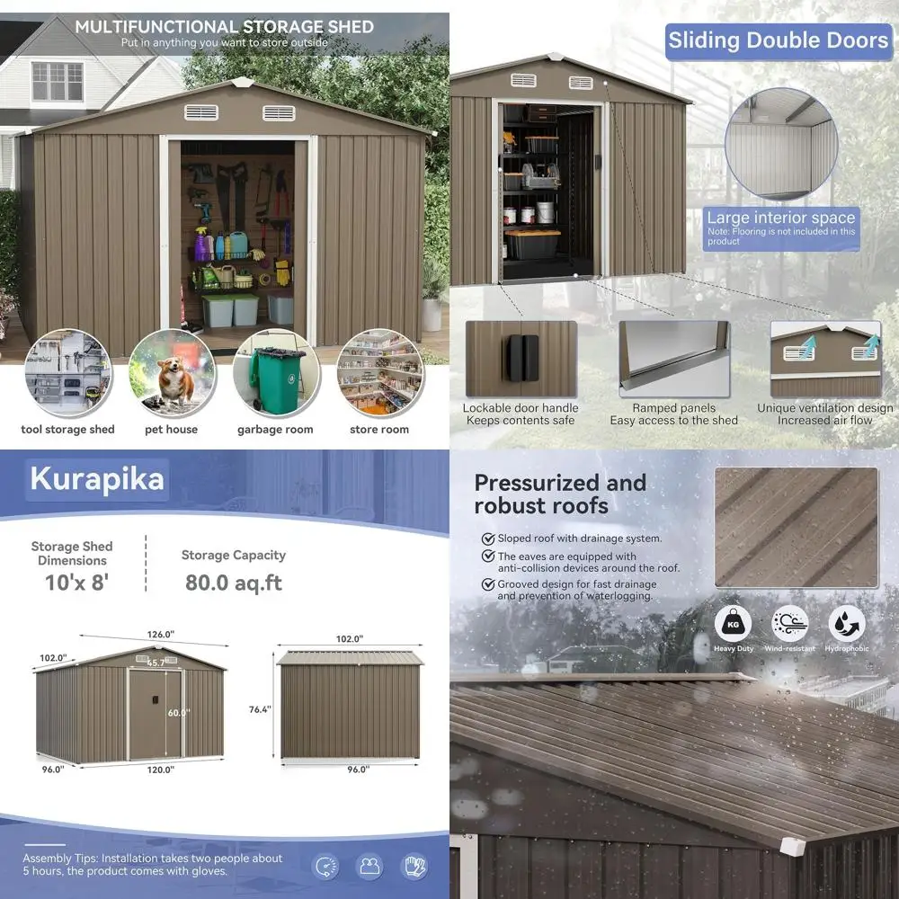 Прочный наружный навес 8x10 — водонепроницаемое хранилище для садовых инструментов, вентиляционных отверстий, запираемых дверей
Прочный наружный навес 8x10 — водонепроницаемое хранилище для садовых инструментов, вентиляционных отверстий, запираемых дверей