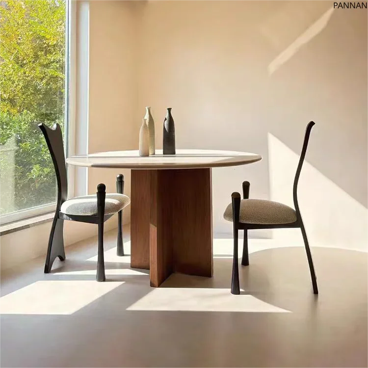 Medieval solid wood marble dining table Nordic simple wabi style creative big round table
Medieval solid wood marble dining table Nordic simple wabi style creative big round table