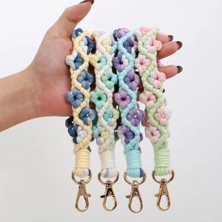 Gradient Rose Flower Handmade Macrame Bohemian Woven Wrist Strap Keychain Flower Rose Key Ring Keychains Women Holiday Gifts
Gradient Rose Flower Handmade Macrame Bohemian Woven Wrist Strap Keychain Flower Rose Key Ring Keychains Women Holiday Gifts