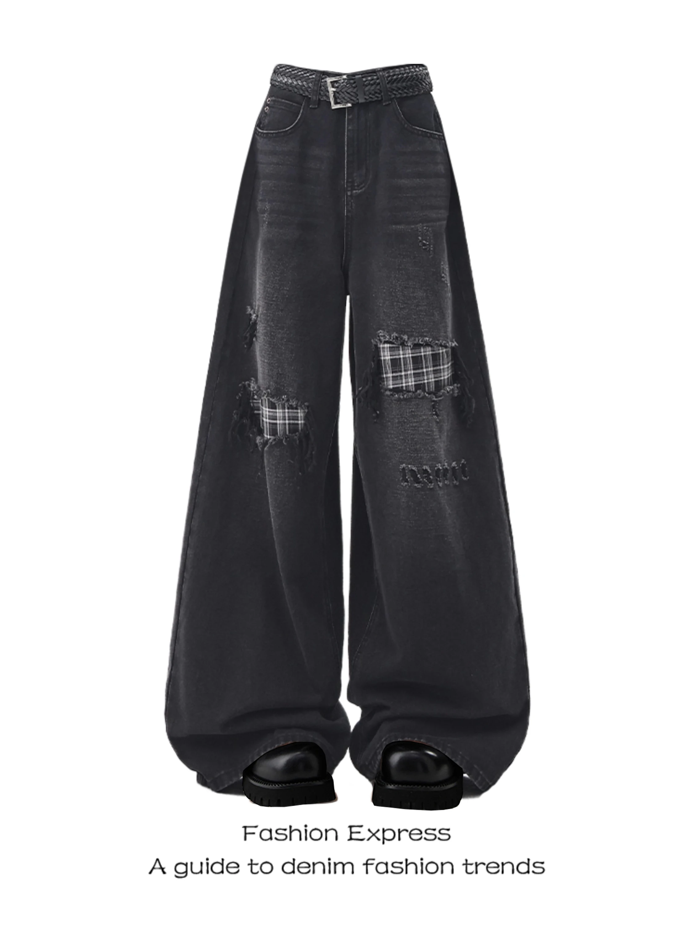 Черные джинсы с высокой талией и широкими штанинами, женские джинсы 2025 года, новые американские уличные пряные лоскутные осенние модные дырочки
Черные джинсы с высокой талией и широкими штанинами, женские джинсы 2025 года, новые американские уличные пряные лоскутные осенние модные дырочки