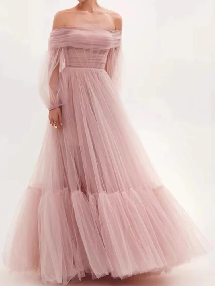 Women Fashion Mesh Waist A-Line Dress Causal Long Sleeve Party Tulle Hight Waist Dress Elegant One Shoulder Wedding Solid Dress
Women Fashion Mesh Waist A-Line Dress Causal Long Sleeve Party Tulle Hight Waist Dress Elegant One Shoulder Wedding Solid Dress