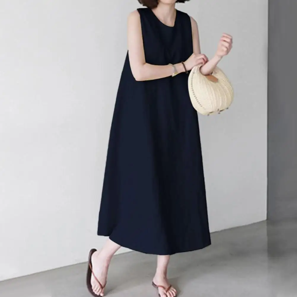 Sleeveless Loose Hem Dress Elegant Plus Size Women's Summer Midi Dress with Pockets Soft Breathable A-line Sleeveless Solid
Sleeveless Loose Hem Dress Elegant Plus Size Women's Summer Midi Dress with Pockets Soft Breathable A-line Sleeveless Solid
