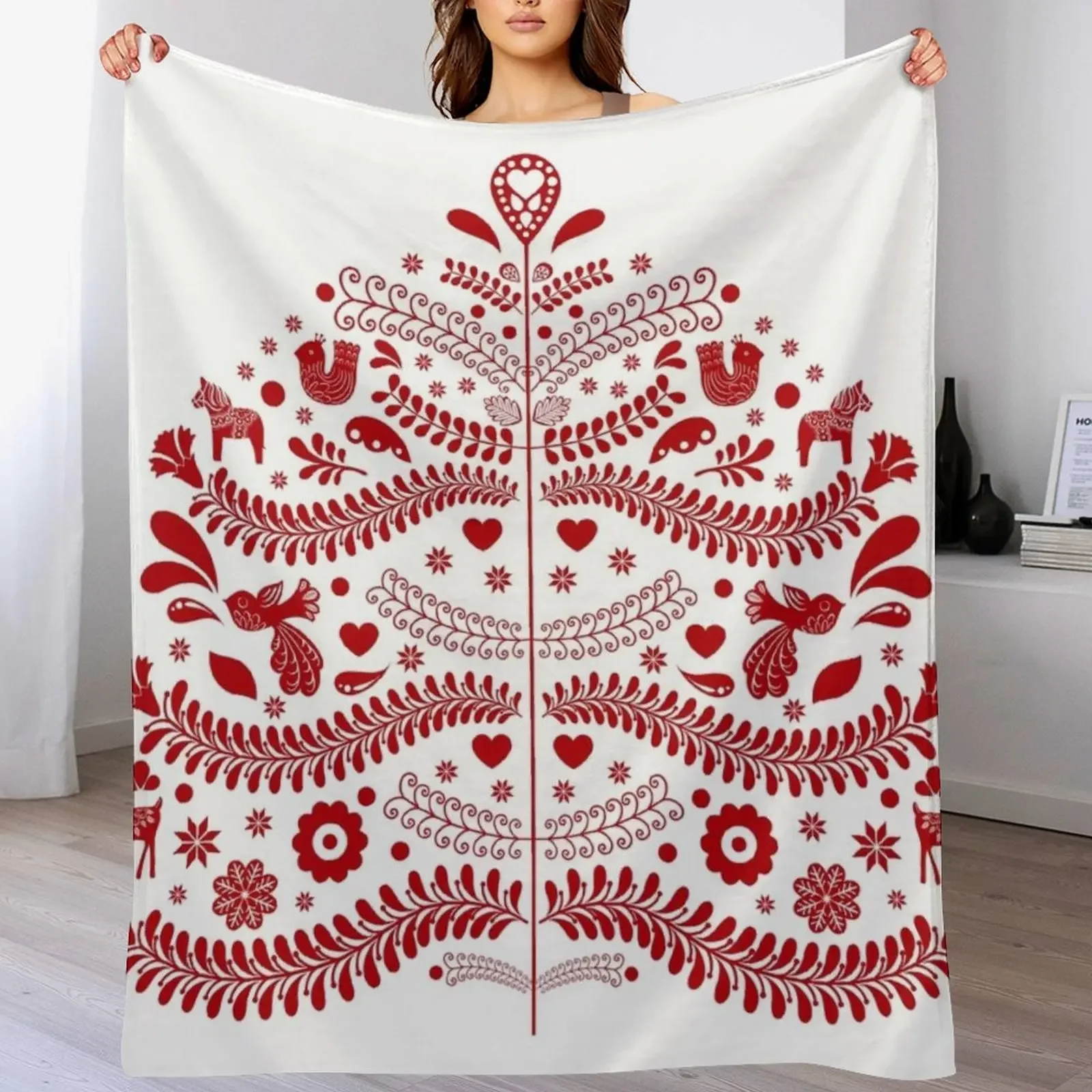 Red Scandinavian Folk Art Style Christmas Tree Design Throw Blanket Flannel Decorative Beds Beautifuls Designers Blankets
Red Scandinavian Folk Art Style Christmas Tree Design Throw Blanket Flannel Decorative Beds Beautifuls Designers Blankets