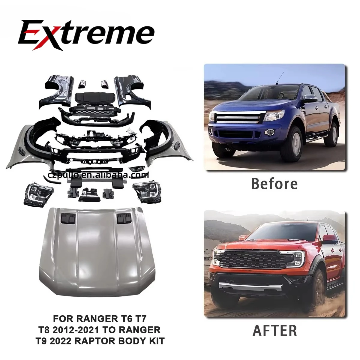 PP Body Kit for Ford Ranger T6 T7 T8 2012-2021 Upgrade to Ranger T9 2022 Style | High Quality | OEM
PP Body Kit for Ford Ranger T6 T7 T8 2012-2021 Upgrade to Ranger T9 2022 Style | High Quality | OEM