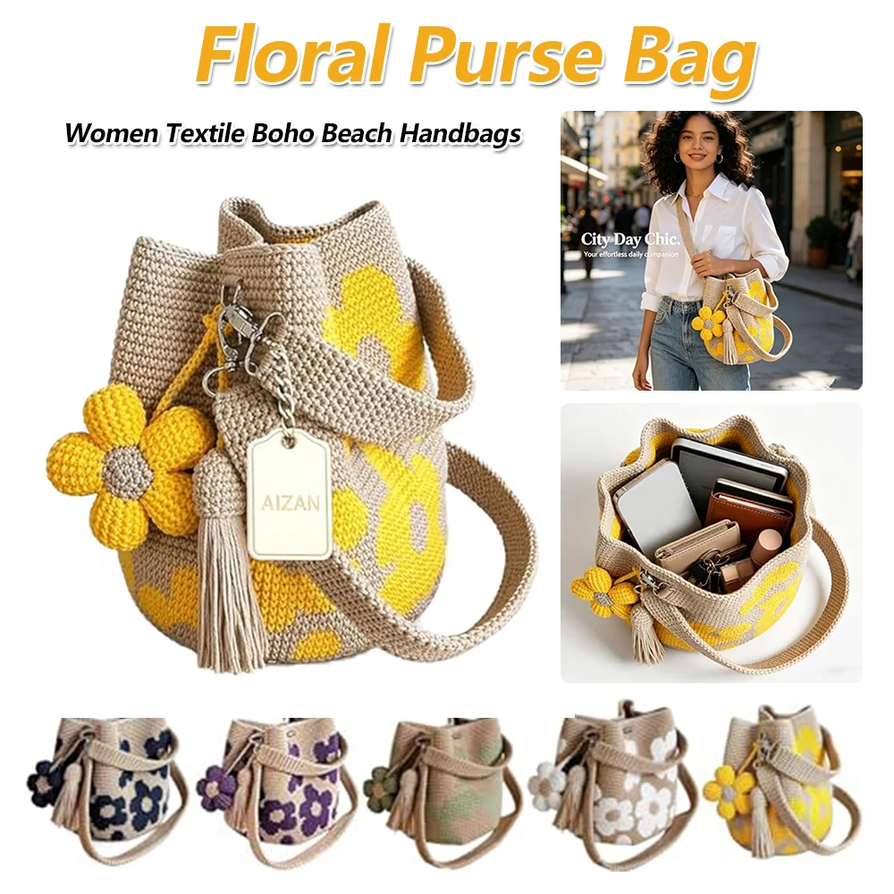 Women Textile Boho Beach Handbags Large Capacity Crochet Handbags Lightweight Handmade Crochet Flower Tote Bags for Travel Work
Women Textile Boho Beach Handbags Large Capacity Crochet Handbags Lightweight Handmade Crochet Flower Tote Bags for Travel Work
