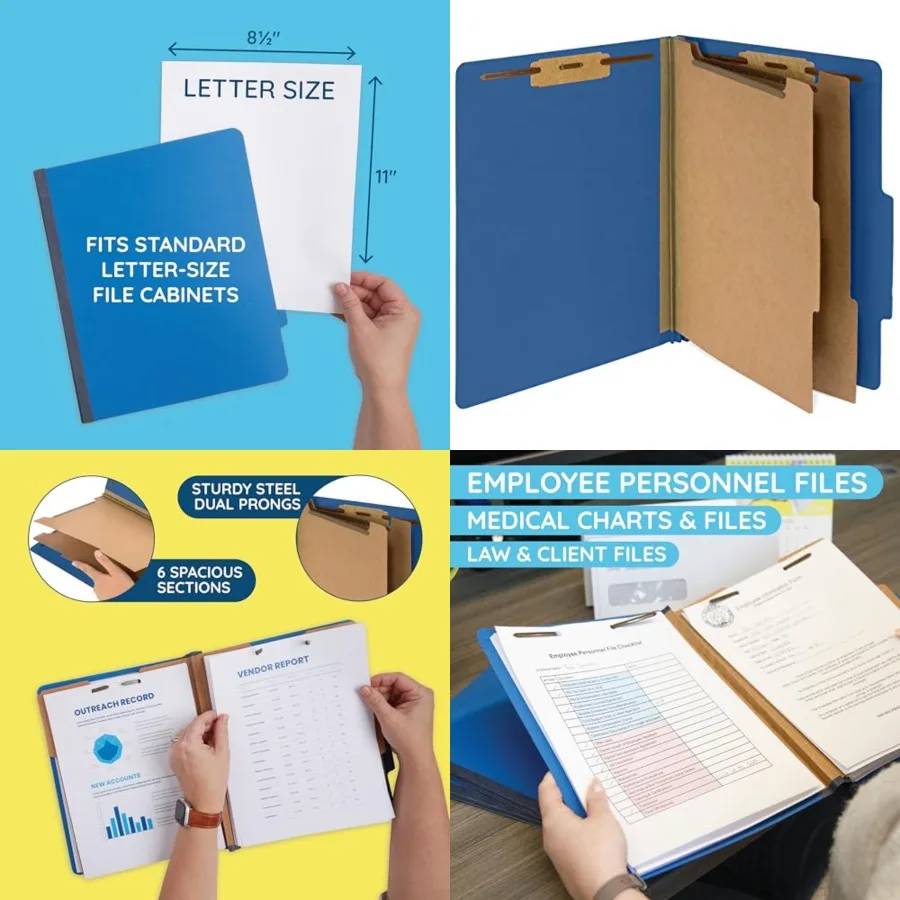 10 Blue Classification Folders with Dividers - Employee Personnel File Folders 2'' with Two Prong File Folders for Medical, Law
10 Blue Classification Folders with Dividers - Employee Personnel File Folders 2'' with Two Prong File Folders for Medical, Law