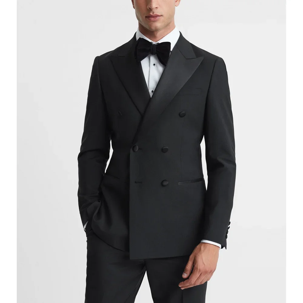 Fashion Peak Lapel Men Suits Black Double Breasted Solid Male Suit Slim Elegant Groom Wedding Party Tuxedo (Blazer+Pants)
Fashion Peak Lapel Men Suits Black Double Breasted Solid Male Suit Slim Elegant Groom Wedding Party Tuxedo (Blazer+Pants)