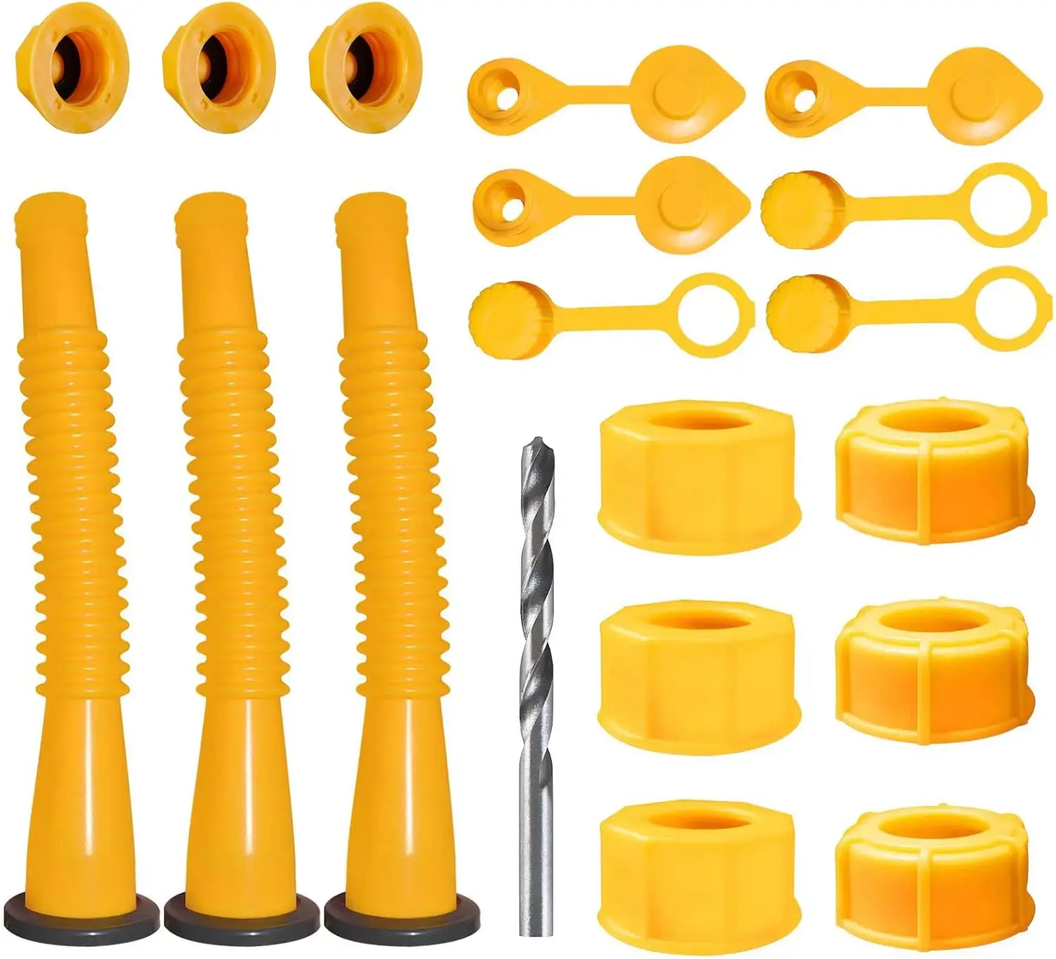 Gas Can Spout Replacement Kit for 1/2/5/10 Gallon Cans, 8.1in Flexible Nozzle with Anti-Overflow Cap, 3 Pack Yellow
Gas Can Spout Replacement Kit for 1/2/5/10 Gallon Cans, 8.1in Flexible Nozzle with Anti-Overflow Cap, 3 Pack Yellow
